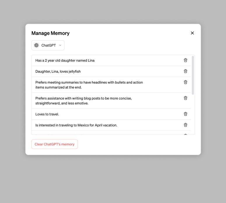 ChatGPT现在可以记住和忘记你告诉它的事情